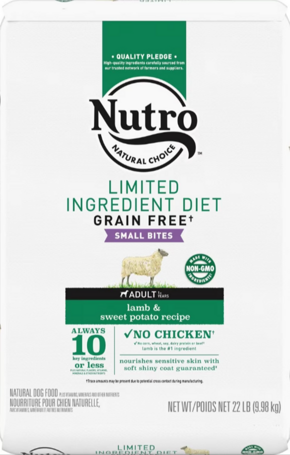 Nutro Limited Ingredient Diet Grain Free Small Bites Adult Lamb and Sweet Potato Dry Dog Food