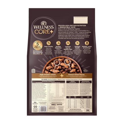 Wellness CORE RawRev Natural Grain Free Wild Game Duck, Lamb, Wild Boar & Rabbit with Freeze Dried Lamb Dry Dog Food