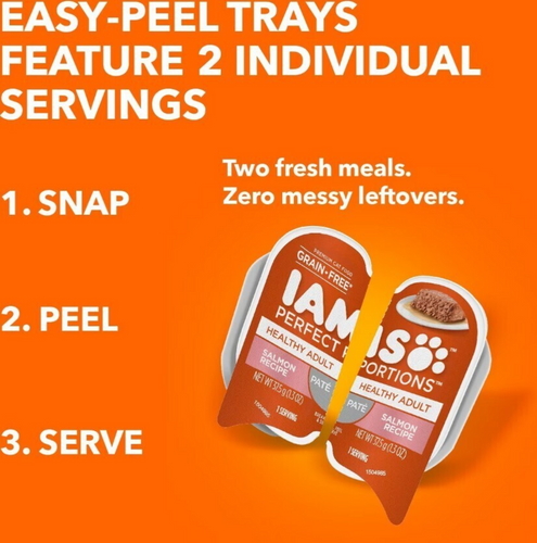 Iams Perfect Portions Healthy Adult Salmon Pate Wet Cat Food Tray