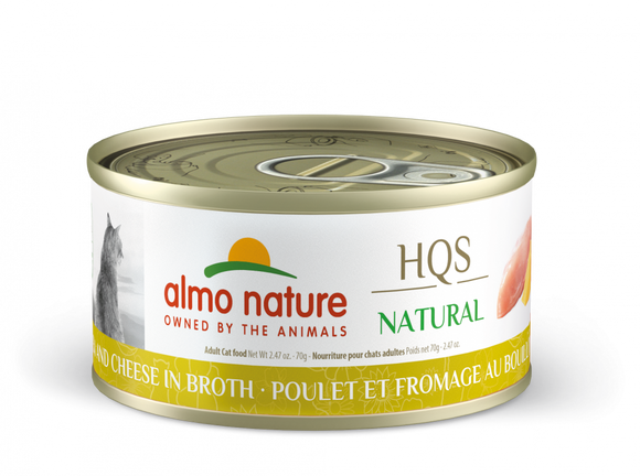 Almo Nature HQS Natural Cat Grain Free Chicken and Cheese In Broth Canned Cat Food