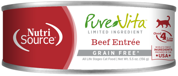 PureVita Grain Free 96% Real Beef Entree Canned Cat Food