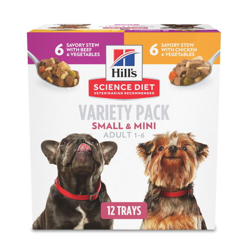 Hill's Science Diet Adult SM Paws Savory Stew Chicken or Beef with Vegetables Variety Pack Canned Dog Food