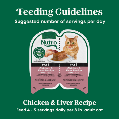 Nutro Perfect Portions Adult Grain Free Chicken & Liver Pate Wet Cat Food Trays