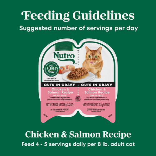 Nutro Perfect Portions Adult Grain Free Salmon & Chicken Pate Wet Cat Food Trays