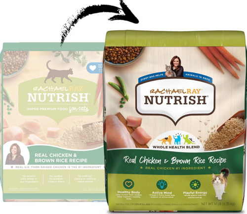 Rachael Ray Nutrish Real Chicken & Brown Rice Recipe Whole Health Blend Dry Cat Food