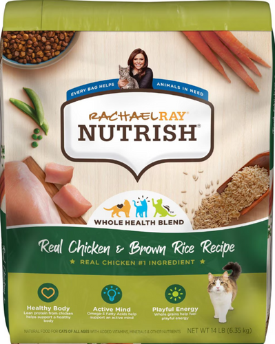 Rachael Ray Nutrish Real Chicken & Brown Rice Recipe Whole Health Blend Dry Cat Food