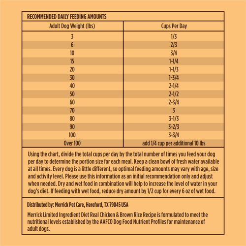 Merrick Limited Ingredient Diet Dry Dog Food Real Chicken & Brown Rice Recipe with Healthy Grains