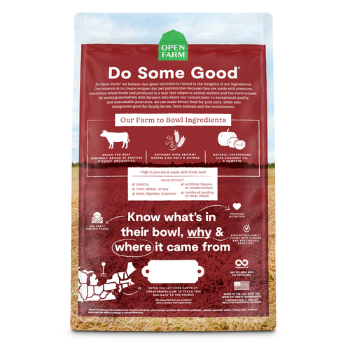 Open Farm Grass Fed Beef and Ancient Grains Dry Dog Food