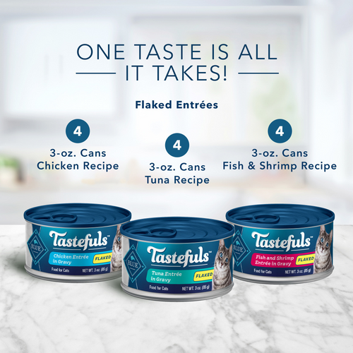 Blue Buffalo Tastefuls Adult Natural Flaked Variety Pack with Tuna, Chicken, and Fish & Shrimp Entrees in Gravy Wet Cat Food