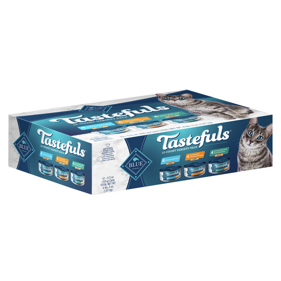 Blue Buffalo Tastefuls Adult Natural Pate Variety Pack with Chicken, Turkey & Chicken, and Ocean Fish & Tuna Entrees Wet Cat Food