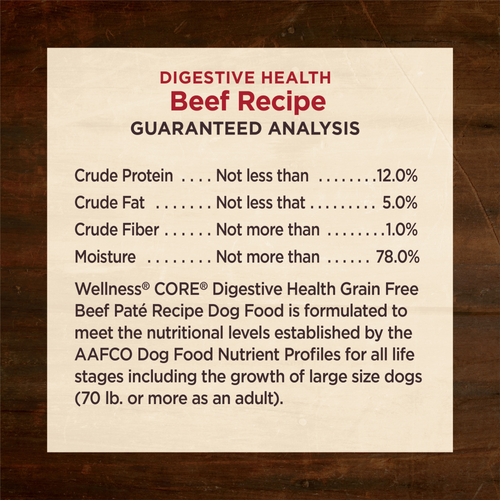 Wellness Core Digestive Health Grain Free Beef Recipe Canned Dog Food