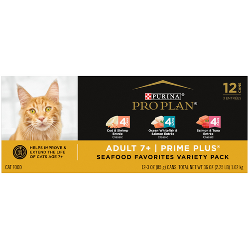 ProPlan Grain Free Prime + Seafood Favorites Variety Pack Senior 7+ Wet Cat Food