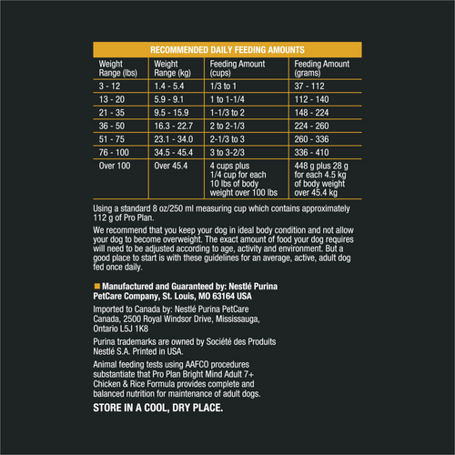 Purina Pro Plan Bright Mind 7 plus Chicken & Rice Formula Dry Dog Food