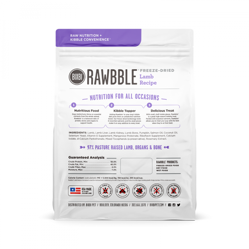 BIXBI Rawbble Freeze Dried  Lamb