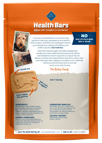 Blue Health Bars Baked With Pumpkin & Cinnamon Dog Treats