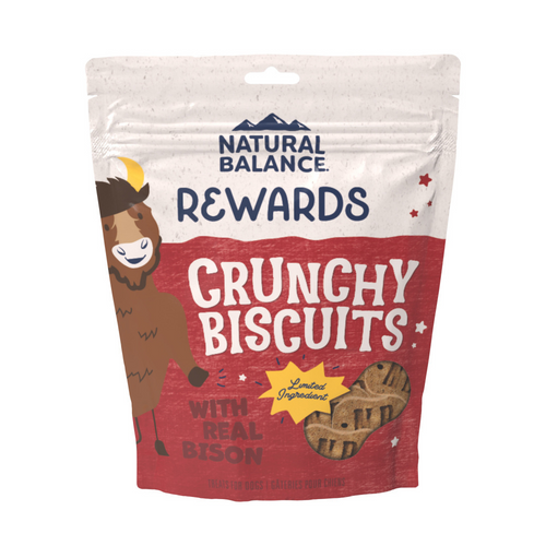 Natural Balance Rewards Crunchy Biscuits Dog Treats for Small Breeds with Real Bison