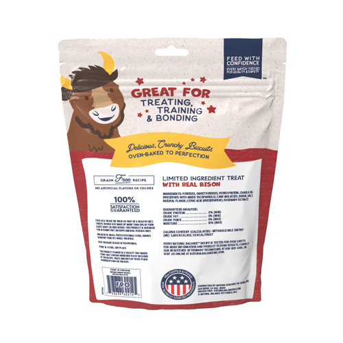 Natural Balance Rewards Crunchy Biscuits Dog Treats for Small Breeds with Real Bison