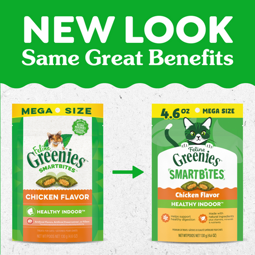 Greenies Feline SmartBites Healthy Indoor Natural Chicken Flavor Soft & Crunchy Adult Cat Treats