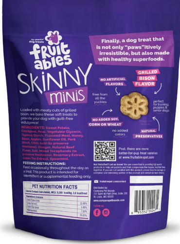 Fruitables Skinny Minis Grilled Bison Flavor Soft & Chewy Dog Treats
