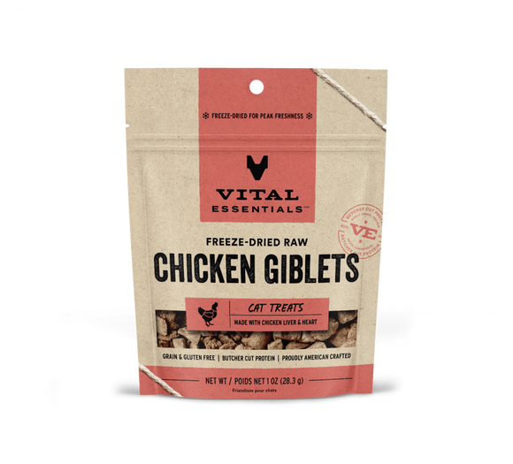 Vital Essentials Vital Cat Freeze Dried Grain Free Chicken Giblets Cat Treats