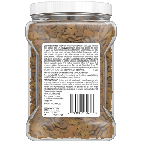 Friskies Party Mix Crunch Original Chicken Liver and Turkey Cat Treats Canister