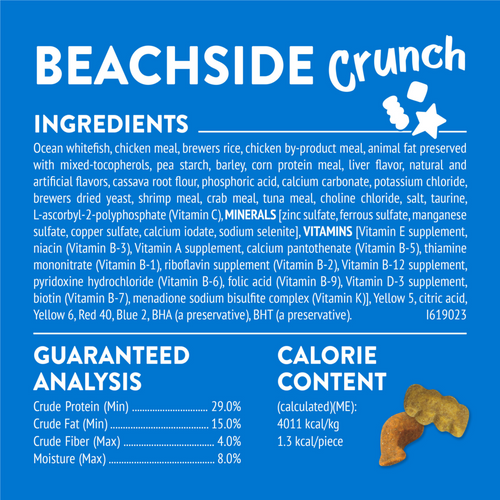 Friskies Party Mix Beachside Crunch Shrimp Crab and Tuna Cat Treats Canister