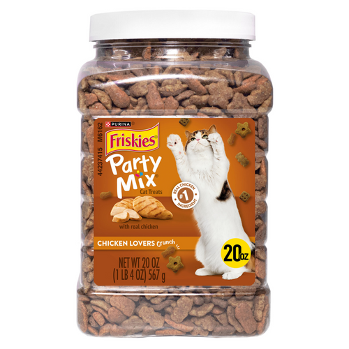 Friskies Party Mix Chicken Lovers Crunch Cat Treats Canister