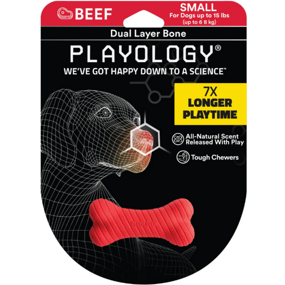 Playology Dual Layer Bone Beef Scented Dog Toy