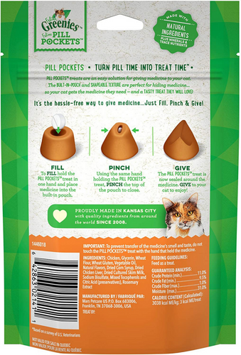 Greenies Pill Pockets Feline Chicken Flavor Cat Treats