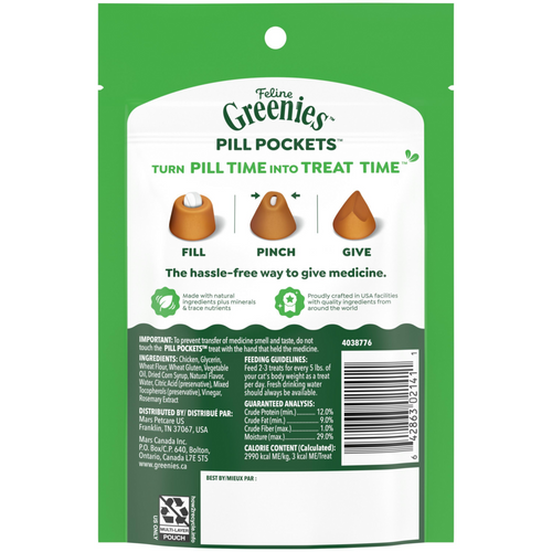 Greenies Pill Pockets Feline Chicken Flavor Cat Treats