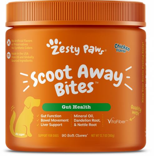 Zesty Paws Anal Gland Health Scoot Away Bites for Digestive & Immune Support Chicken Soft Chews for Dogs