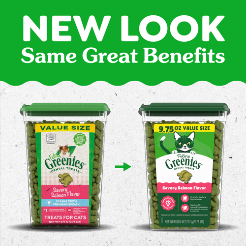 Feline Greenies Adult Dental Savory Salmon Flavor Cat Treats