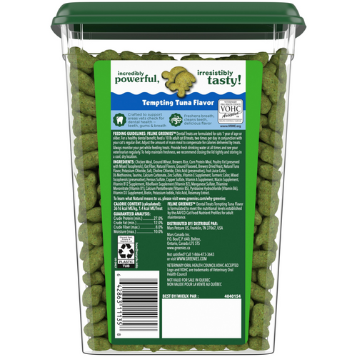 Feline Greenies Adult Dental Tempting Tuna Flavor Cat Treats