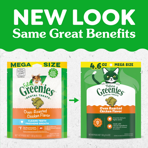 Feline Greenies Adult Natural Dental Care Oven Roasted Chicken Flavor Cat Treats
