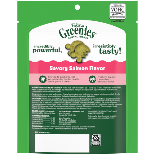 Feline Greenies Adult Natural Dental Care Savory Salmon Flavor Cat Treats