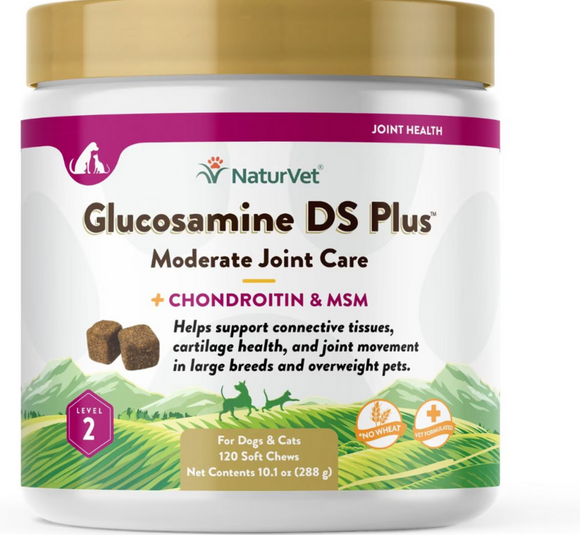 NaturVet Moderate Care Glucosamine DS Plus Soft Chews Joint Supplement for Dogs