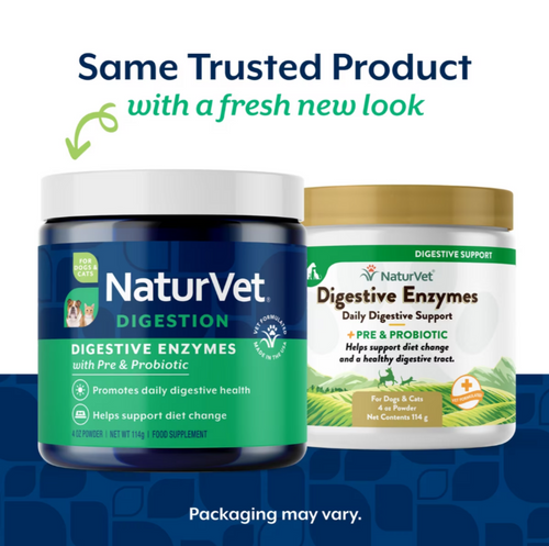 NaturVet Digestive Enzymes Powder with Prebiotics and Probiotics for Dogs and Cats