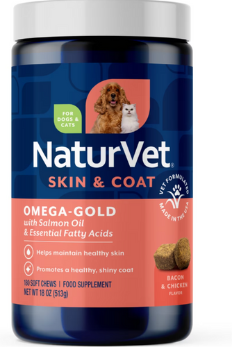 NaturVet Omega Gold plus Salmon Oil Functional Soft Chews for Dogs