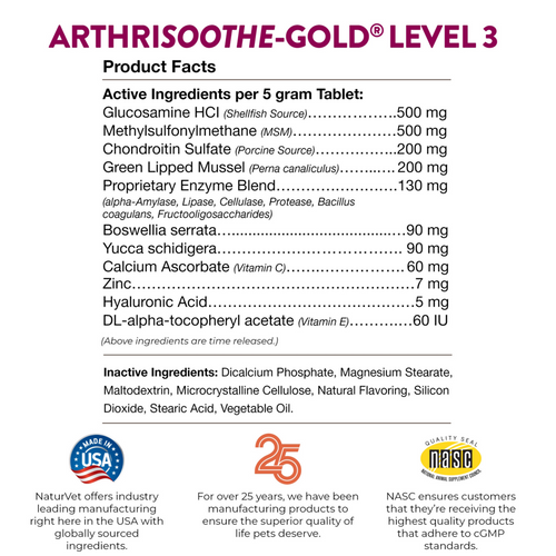 NaturVet ArthriSoothe Gold Soft Chews for Dogs and Cats