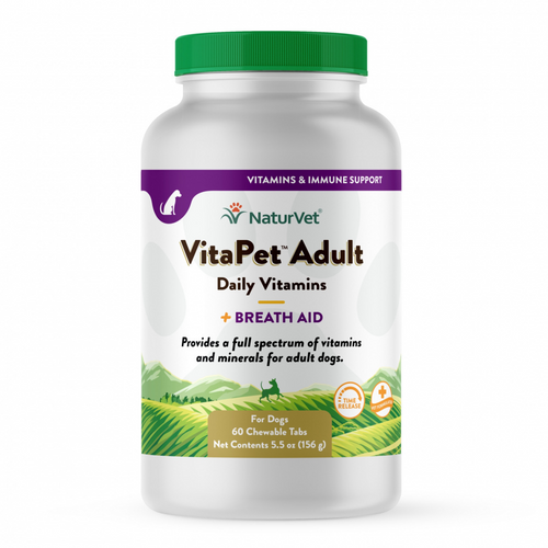 NaturVet VitaPet Adult Daily Vitamin Plus Breath Aid Chewable Tablets for Dogs