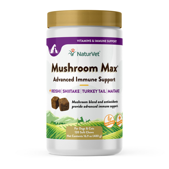 NaturVet Mushroom Max Advanced Immune Support Soft Chews for Dogs and Cats