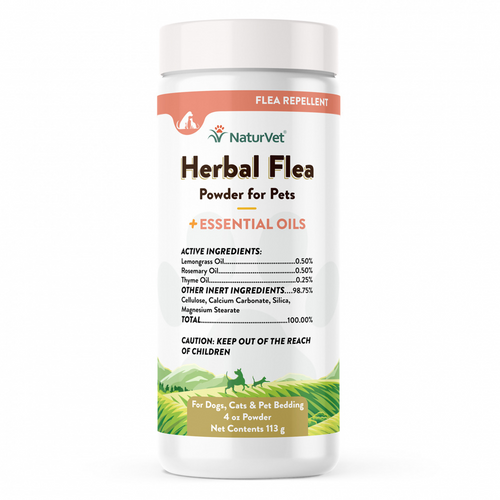 NaturVet Herbal Flea Powder with Essential Oils for Cats and Dogs