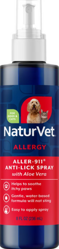 NaturVet Aller-911 Anti-Lick + Plus Aloe Vera Allergy Aid Spray for Dogs and Cats