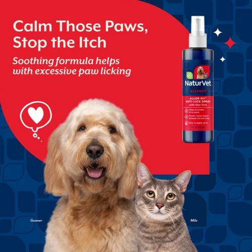 NaturVet Aller-911 Anti-Lick + Plus Aloe Vera Allergy Aid Spray for Dogs and Cats