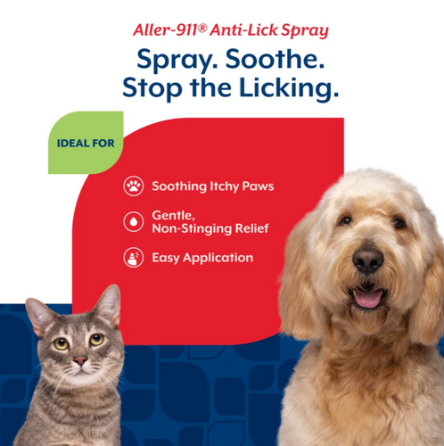 NaturVet Aller-911 Anti-Lick + Plus Aloe Vera Allergy Aid Spray for Dogs and Cats