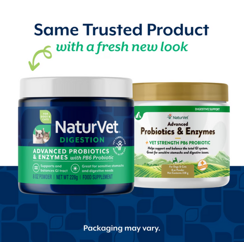 NaturVet Advanced Vet Strength PB6 Probiotics & Enzymes Sensitive Stomach & Digestive Aid Powder for Dogs & Cats