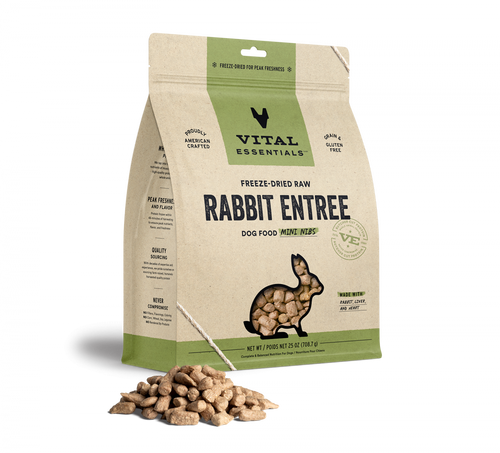 Vital Essentials Grain Free Rabbit Mini Nibs Entree Freeze Dried Dog Food