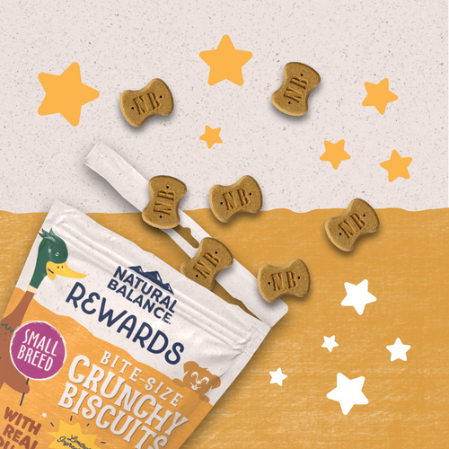 Natural Balance Rewards Crunchy Biscuits Dog Treats for Small Breeds with Real Duck