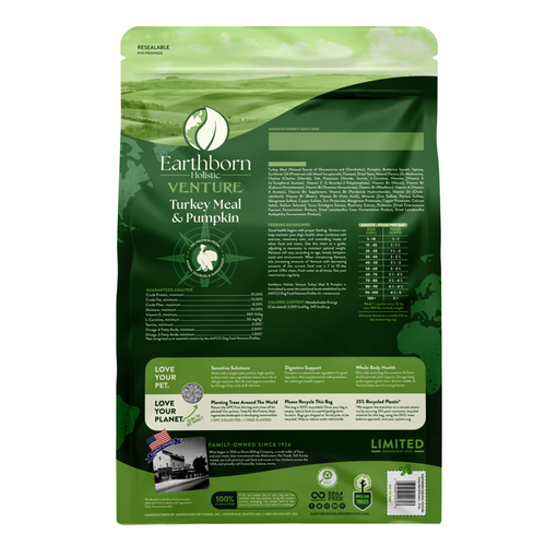 Earthborn Holistic Venture Limited Ingredient Grain Free Turkey Meal and Pumpkin Dry Dog Food
