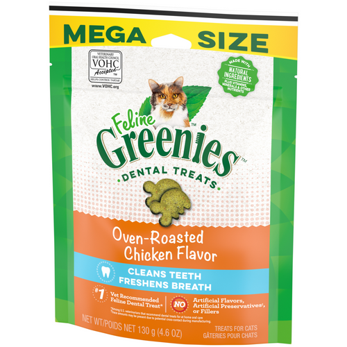 Feline Greenies Adult Natural Dental Care Oven Roasted Chicken Flavor Cat Treats
